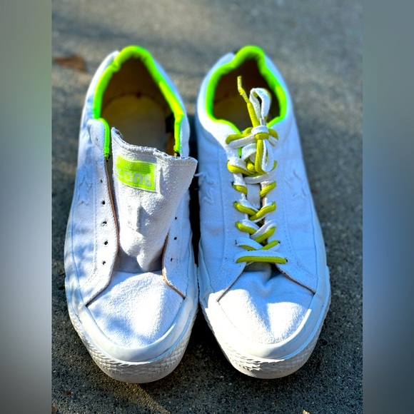 Converse One Star Shield Canvas Ox White/White/Volt US size Women 11.5 / men 10 - Picture 9 of 13